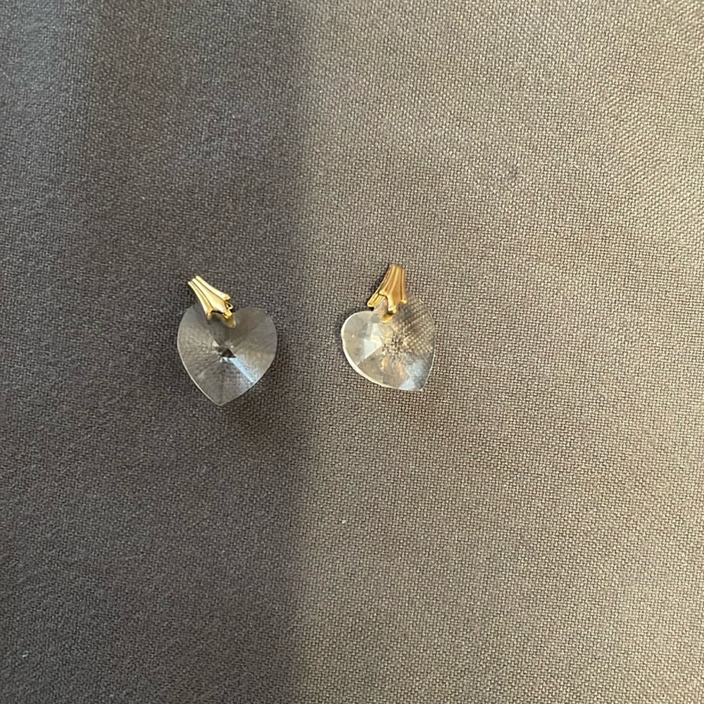 Vintage crystal heart pendant bundle of 2